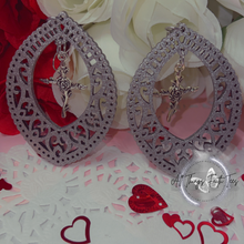 Load image into Gallery viewer, "Halo Hoops w/ cross charm" Earrings 2.75'