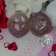 Load image into Gallery viewer, "Halo Hoops w/ cross charm" Earrings 2'