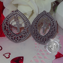 Load image into Gallery viewer, "Halo Hoops w/ cross charm" Earrings 2'