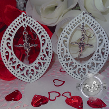 Load image into Gallery viewer, "Halo Hoops w/ cross charm" Earrings 2.75'