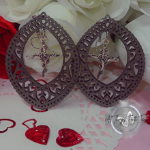 Load image into Gallery viewer, "Halo Hoops w/ cross charm" Earrings 2.75'