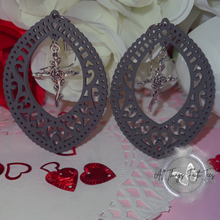 Load image into Gallery viewer, "Halo Hoops w/ cross charm" Earrings 2.75'