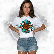 Load image into Gallery viewer, "Turqouise Western Zia Sunflower" T-Shirt/Tank Top