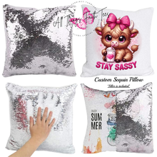 Load image into Gallery viewer, "Custom Sequin Pillow" 15.75"L x 15.75"W