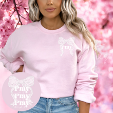 Load image into Gallery viewer, "PRAY W/ Lace Bow T-Shirt or Crewneck Sweatshirt