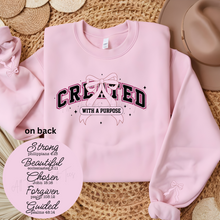 Load image into Gallery viewer, "Created w/ A Purpose" T-Shirt or Crewneck Sweatshirt