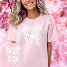 Load image into Gallery viewer, "PRAY W/ Lace Bow T-Shirt or Crewneck Sweatshirt