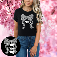Load image into Gallery viewer, "PRAY W/ Lace Bow T-Shirt or Crewneck Sweatshirt