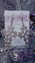 Load image into Gallery viewer, Boho cross earrings by All Things Faith TEES with intricate cutout design in silver tone