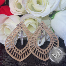 Load image into Gallery viewer, "Boho Teardrops w/ Cross Charms" Earrings