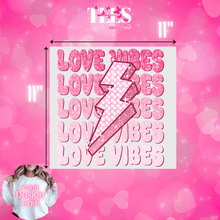 Load image into Gallery viewer, Valentine's Day ready to press transfers pink love vibes design with lightning bolt for t-shirt