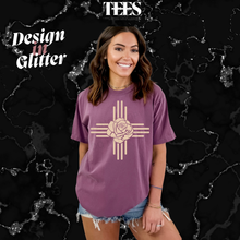 Load image into Gallery viewer, "New Mexico ZIA Glitter Rose" T-Shirt