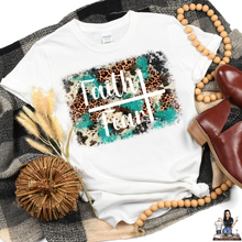 Load image into Gallery viewer, "Faith Over Fear Turqouise Animal Print" TEE