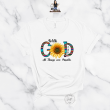 Load image into Gallery viewer, "With GOD All Things are Possible" Serape Turqouise TEE