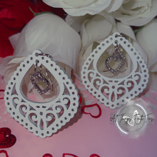 Load image into Gallery viewer, &quot;Boho Hoops w/ Rhinestone Heart Charms&quot; Earrings
