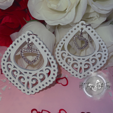 Load image into Gallery viewer, &quot;Boho Hoops w/ Rhinestone Heart Charms&quot; Earrings
