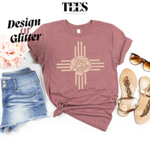 Load image into Gallery viewer, "New Mexico ZIA Glitter Rose" T-Shirt
